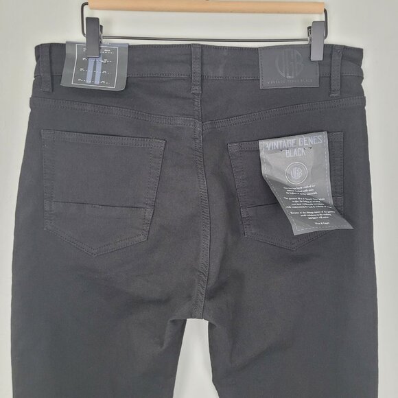 VGB Vintage Genes Black Size 34x30 Slim Fit Stretch French Terry Jeans Black NWT - Picture 5 of 13
